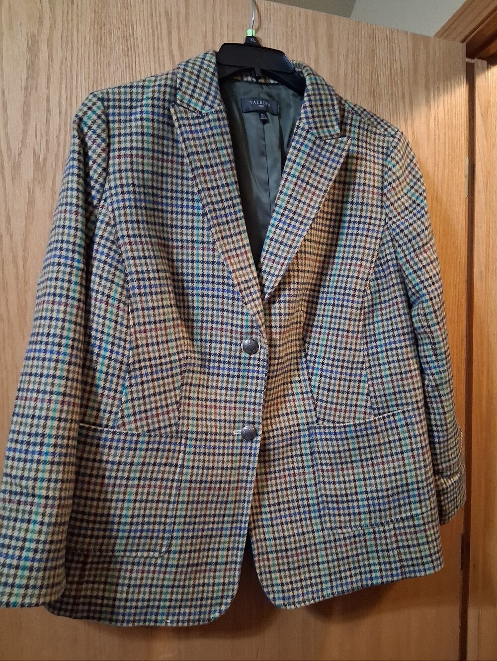 Talbots Plus houndstooth tweed blazer, classic heritage aesthetic, Preppy 16W
